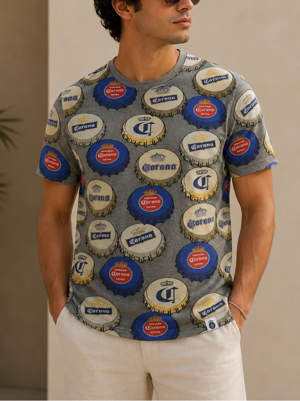 Corona Men’s Bottle Cap Print T-Shirt - Multicolor Size S-M